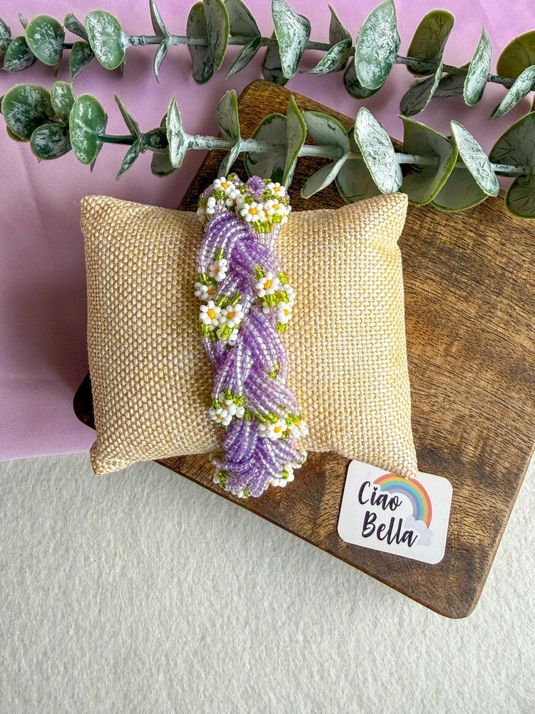 Luxe Flora Lilac Handmade Beaded Bracelet
