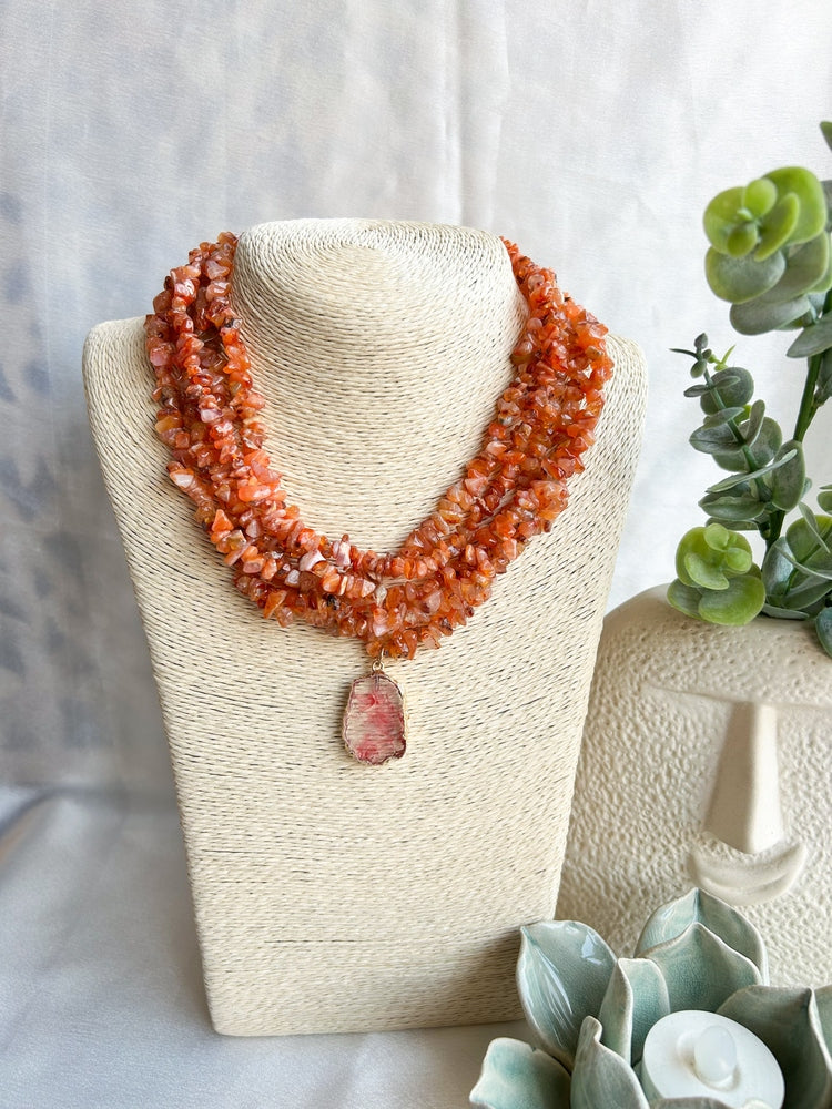 Earthy Un-Cut Stone Statement Handmade Necklace