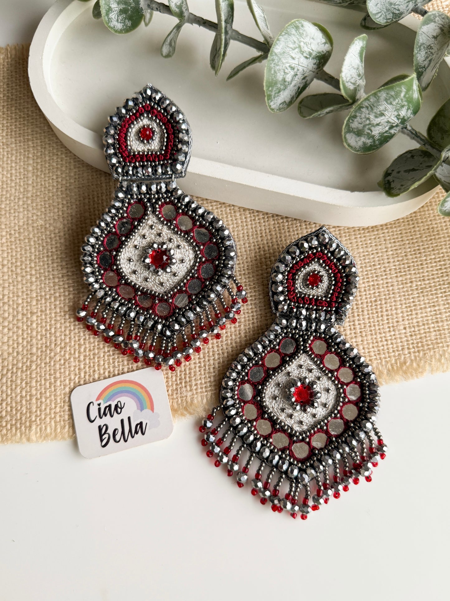 Mehrooni Mirror Handmade Beaded Earrings