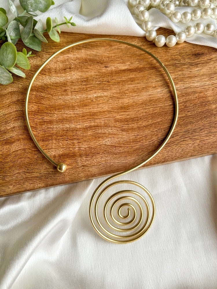 Tribal Spiral Brass Hasli Necklace