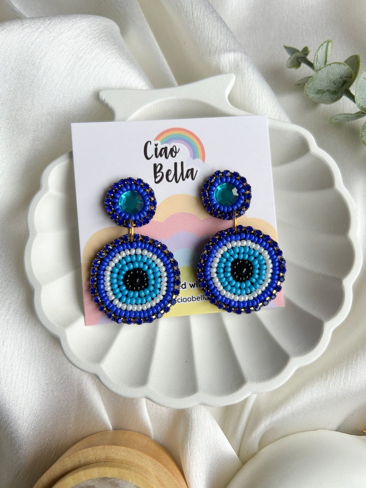 Mini Evil Eye Handmade Beaded Earrings
