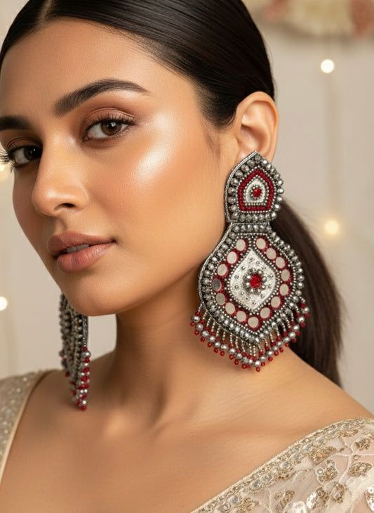 Mehrooni Mirror Handmade Beaded Earrings