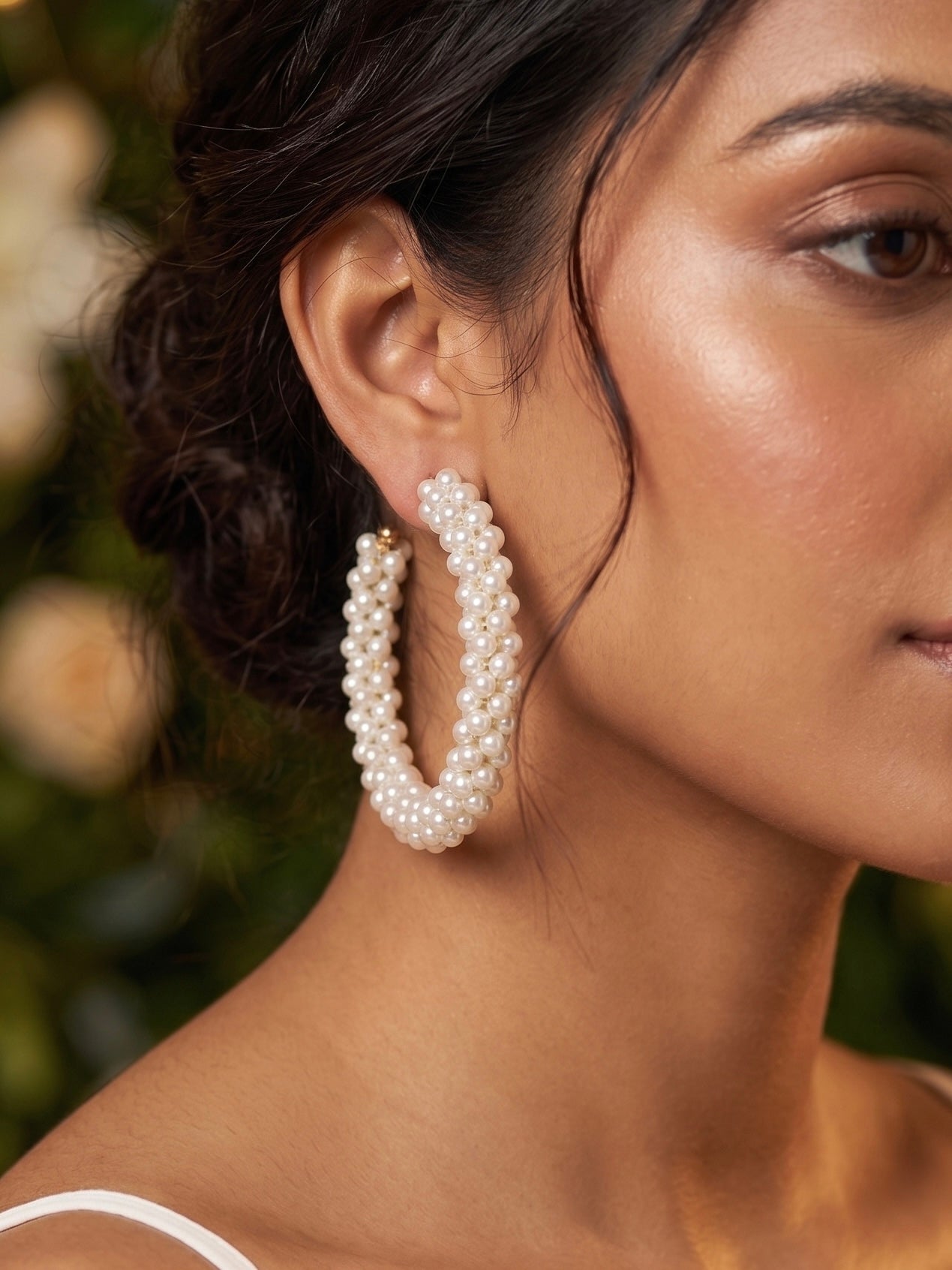 Woven Pearl Handmade Beaded Hoop Earrings