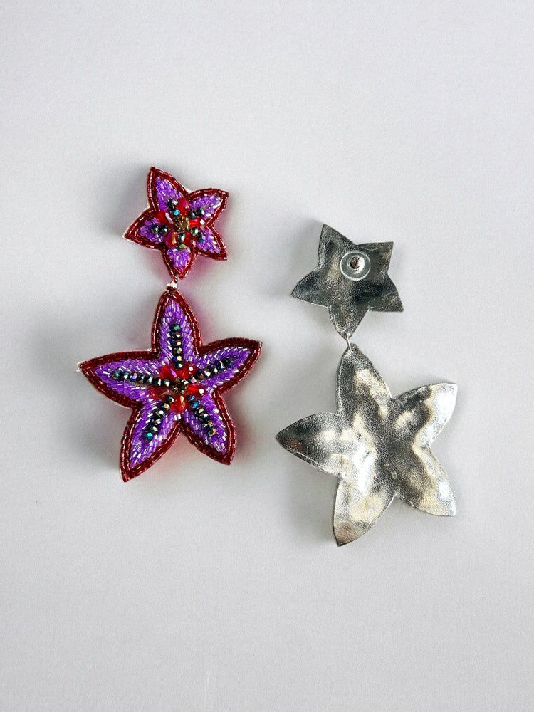 Regal Starfish Jewels Handmade Beaded Earrings