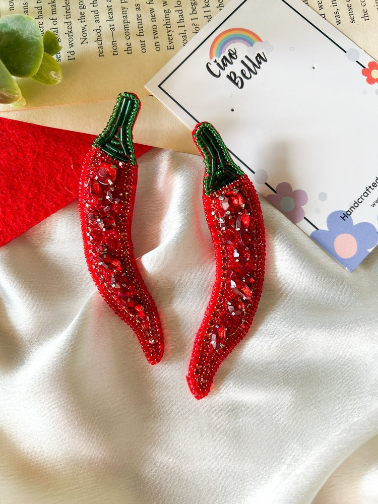 Chilli (Mirchi) Handmade Beaded Earrings