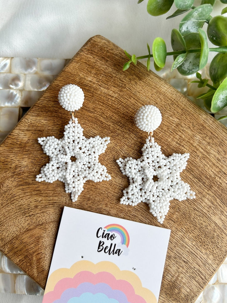 Delicate Snowflake Handmade Beaded Earrings