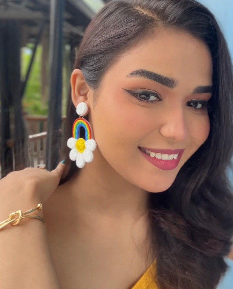 Rainbow Sunshine Handmade Beaded Earrings