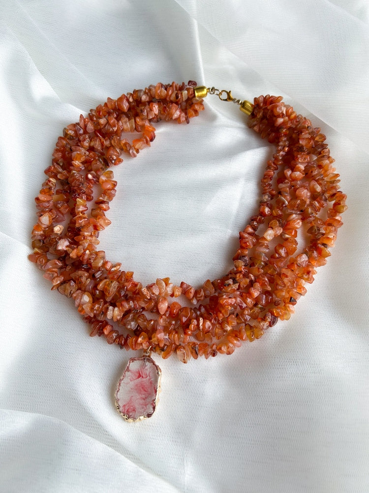 Earthy Un-Cut Stone Statement Handmade Necklace