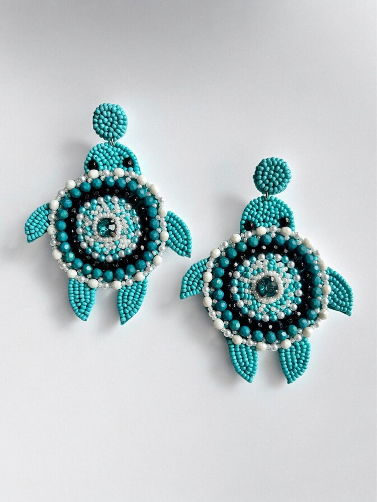 Oceanic Turtle Handmade Beaded Earrings