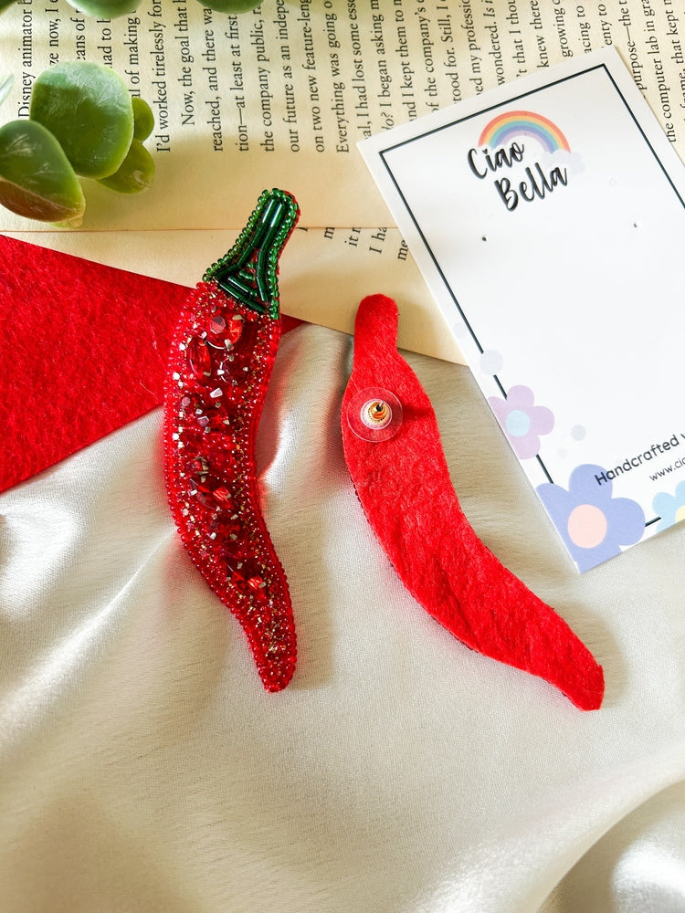 Chilli (Mirchi) Handmade Beaded Earrings