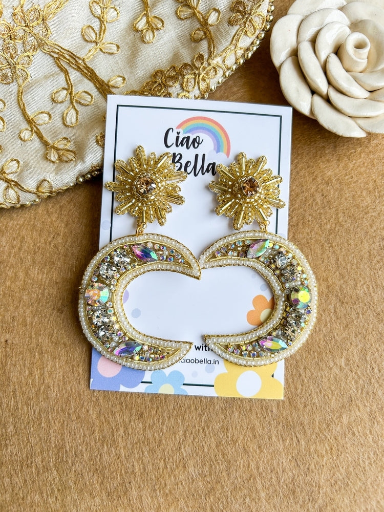 Crescent Moon Handmade Beaded Earrings