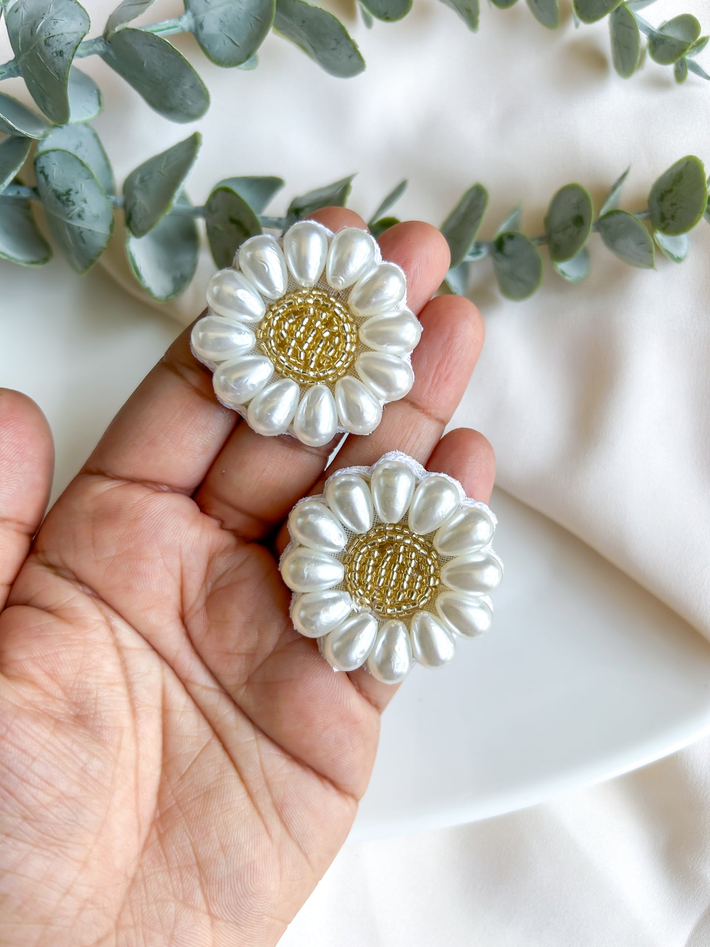 Elora Daisy Stud Handmade Beaded Flower Earrings