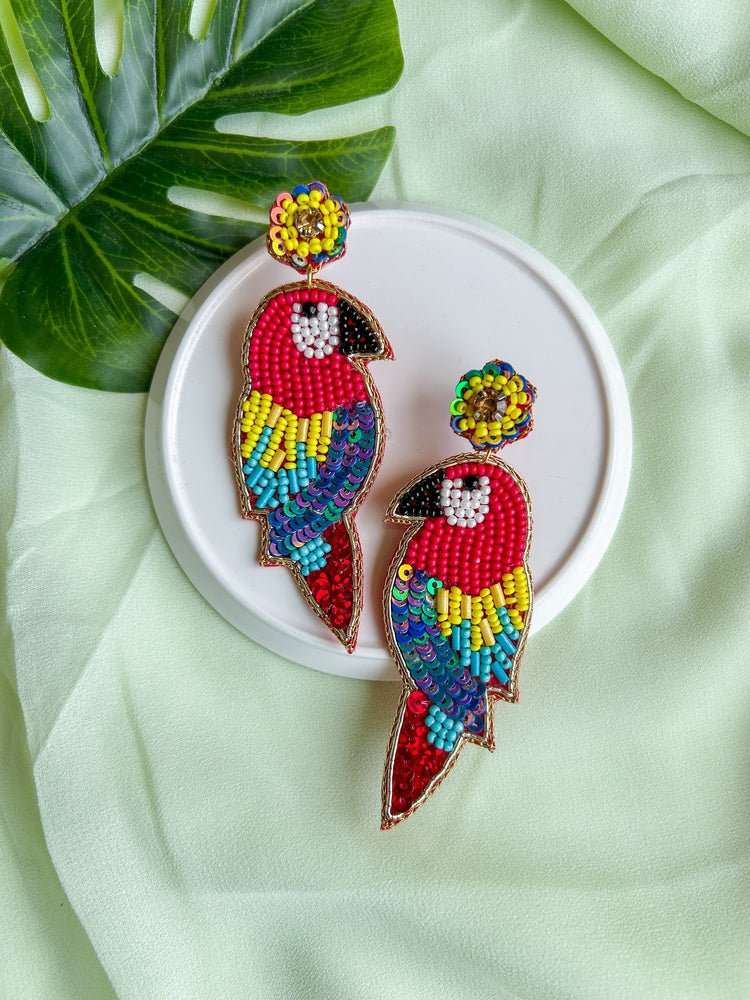 Macaw Handmade Beaded Bird Earrings
