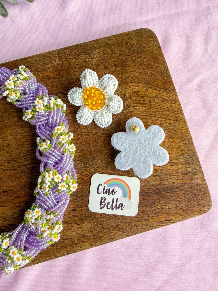 Luxe Flora Lilac Handmade Beaded Necklace + Earrings Set