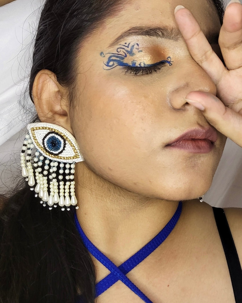 Mystic Evil Eye Tassel Handmade Beaded Earrings