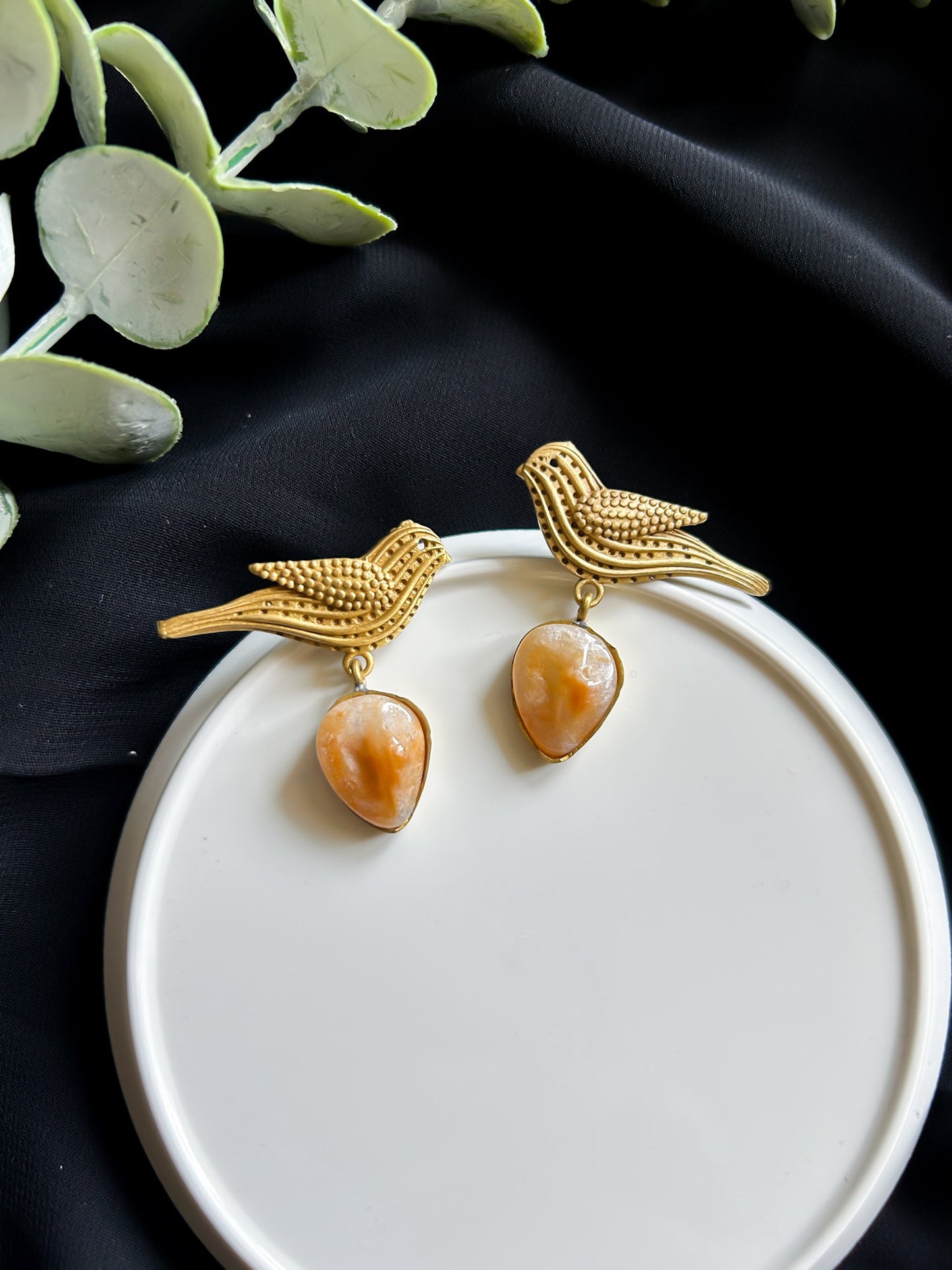 Birdie Bling Drop Handmade Brass Earrings