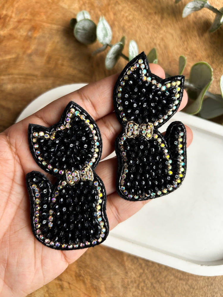 Luna Cat Handmade Beaded Earrings