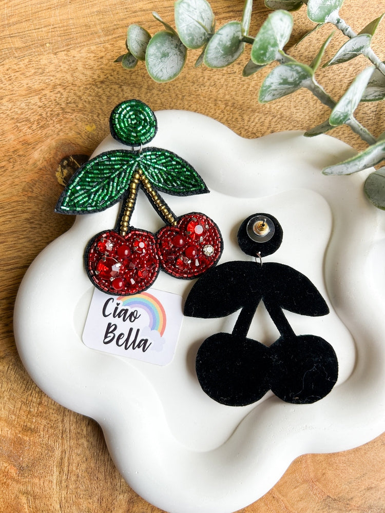 Cherry Love Handmade Beaded Earrings