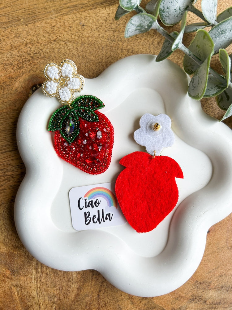 Strawberry Love Handmade Beaded Earrings