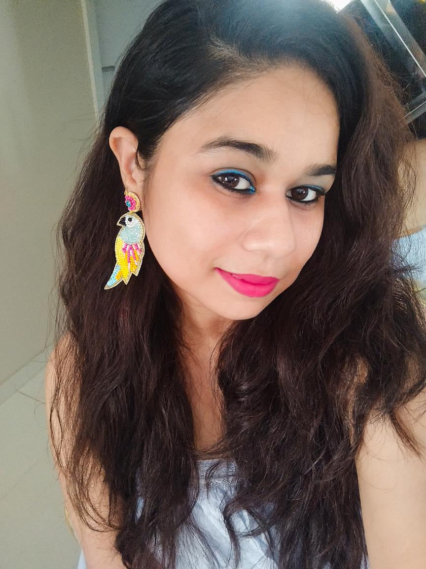 Peppy Parrot Handmade Beaded Bird Earrings