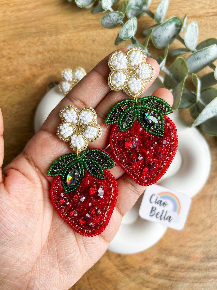 Strawberry Love Handmade Beaded Earrings