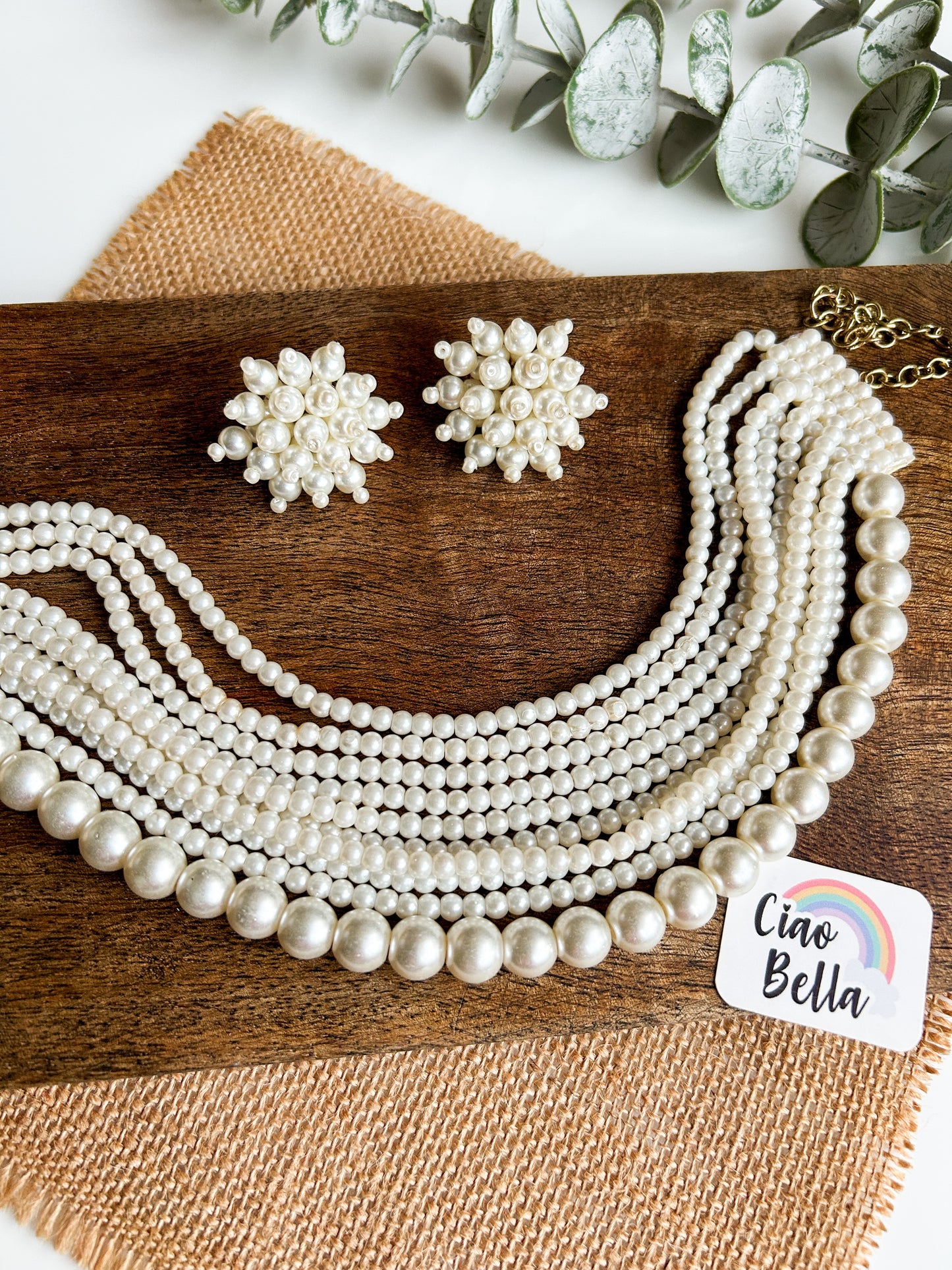 Ruhani Pearl Handmade Necklace + Earrings Set