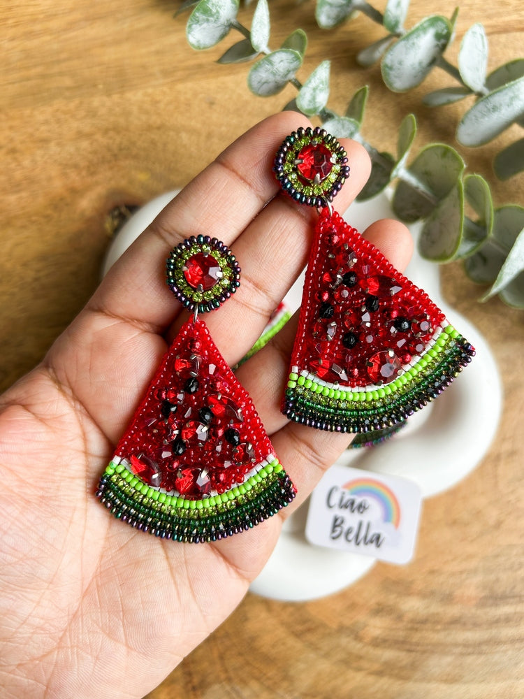 Watermelon Crush Handmade Beaded Earrings