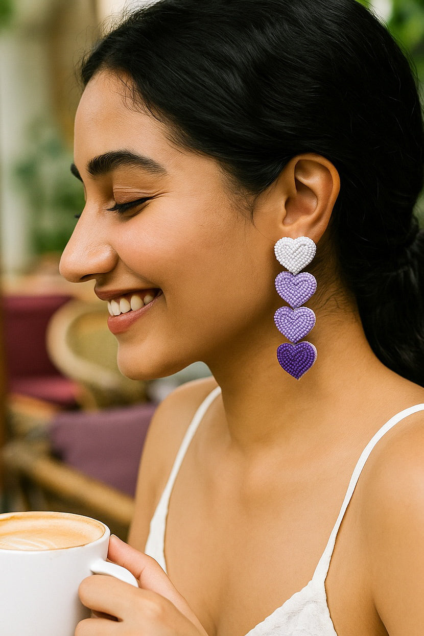 Lilac Love Drops Handmade Beaded Earrings