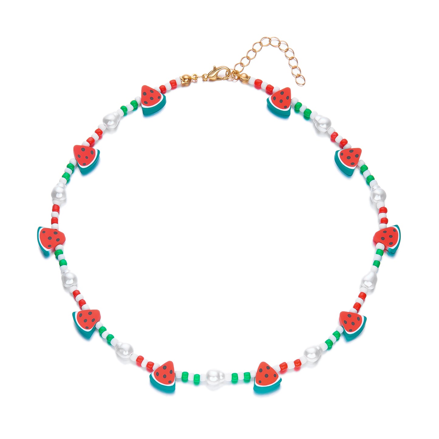 Sweet Watermelon Soft Clay Handmade Beaded Chain Necklace