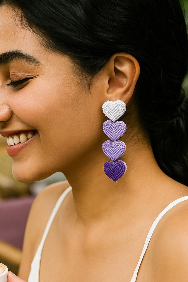 Lilac Love Drops Handmade Beaded Earrings