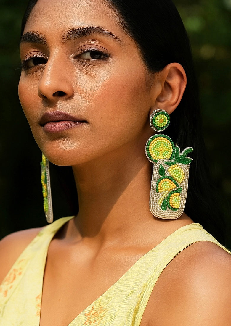 Mojito Magic Handmade Beaded Cocktail Earrings