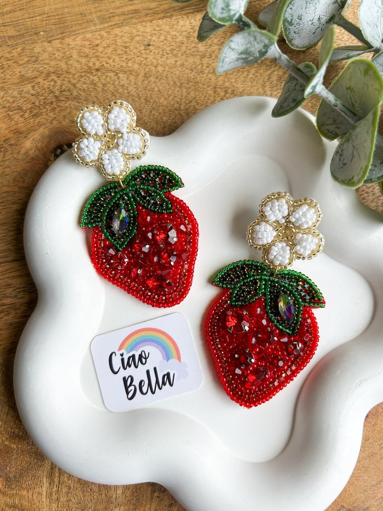 Strawberry Love Handmade Beaded Earrings
