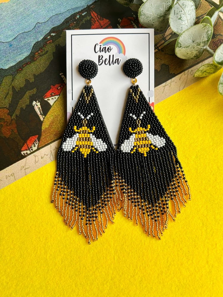 Luna Bee Handmade Beaded Tassel Earrings