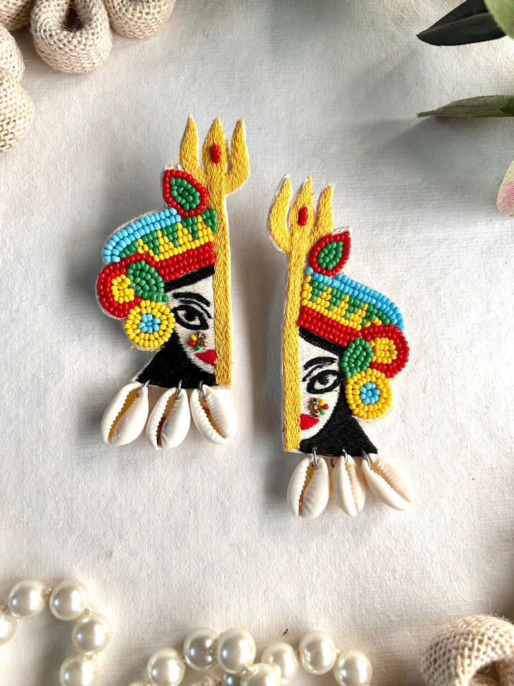 Trishul Durga Handmade Beaded Earrings