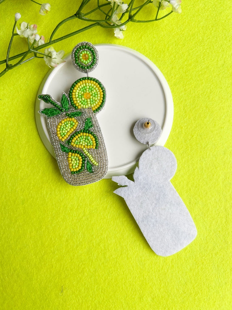 Mojito Magic Handmade Beaded Cocktail Earrings