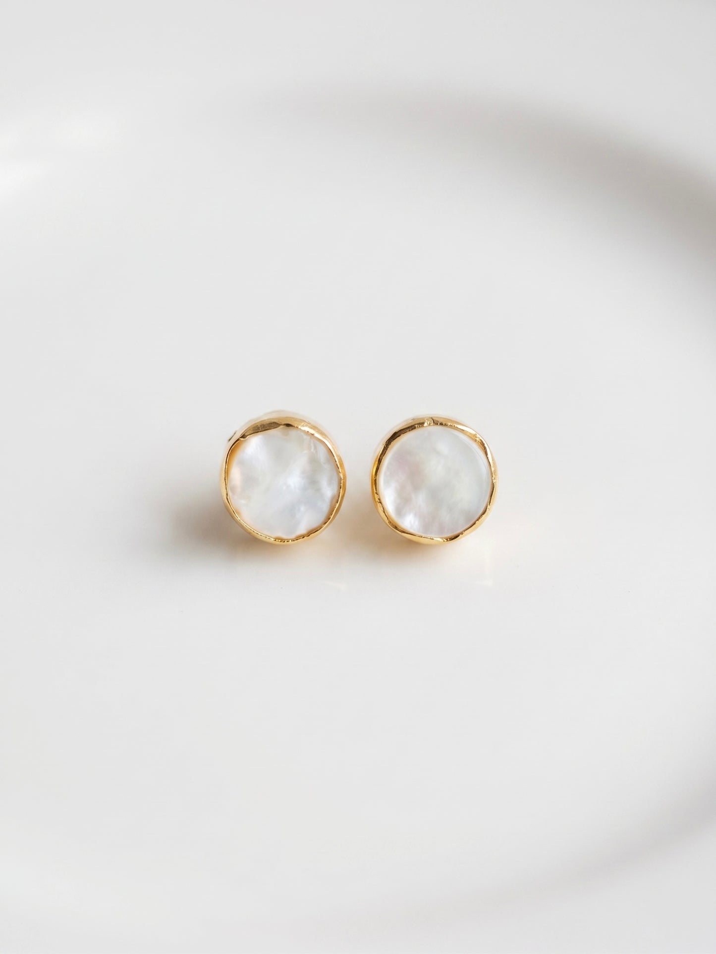 Opaline Natural Stone Handmade Brass Stud Earrings