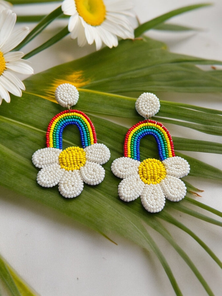 Rainbow Sunshine Handmade Beaded Earrings