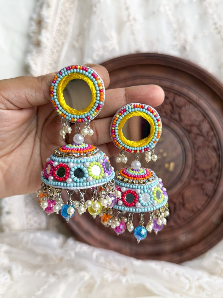 Mastani Mirror Handmade Beaded Jhumka Earrings