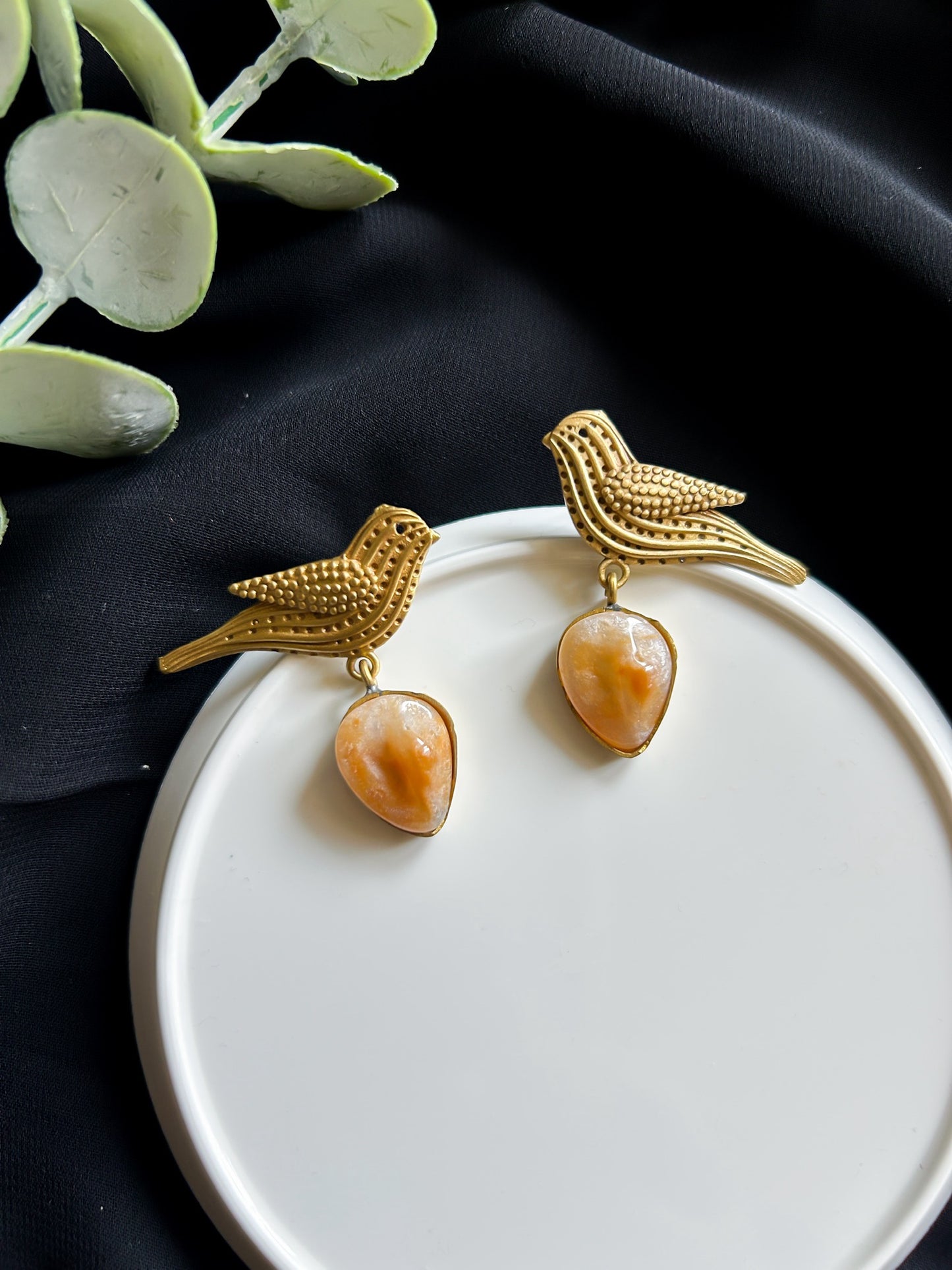 Birdie Bling Drop Handmade Brass Earrings