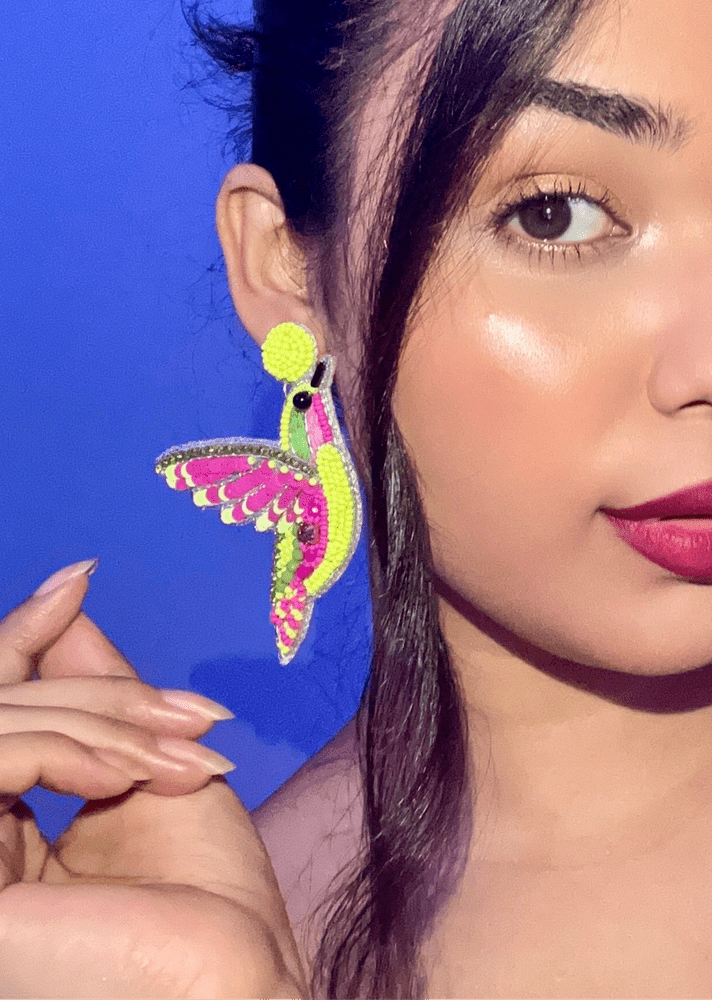 Humming Bird Handmade Beaded Earrings