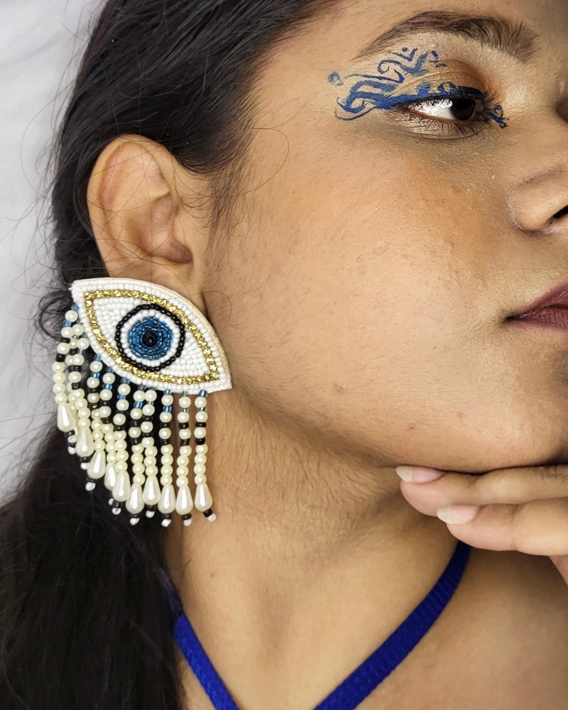 Mystic Evil Eye Tassel Handmade Beaded Earrings