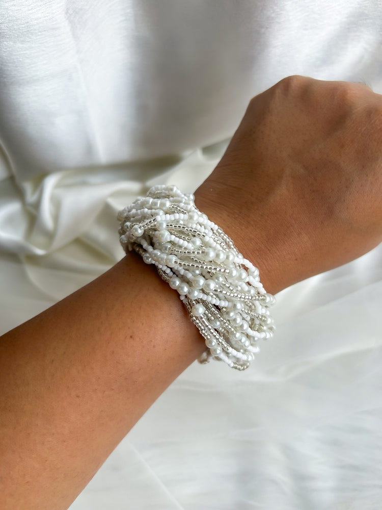 Noorani White Pearl Handmade Beaded Bracelet