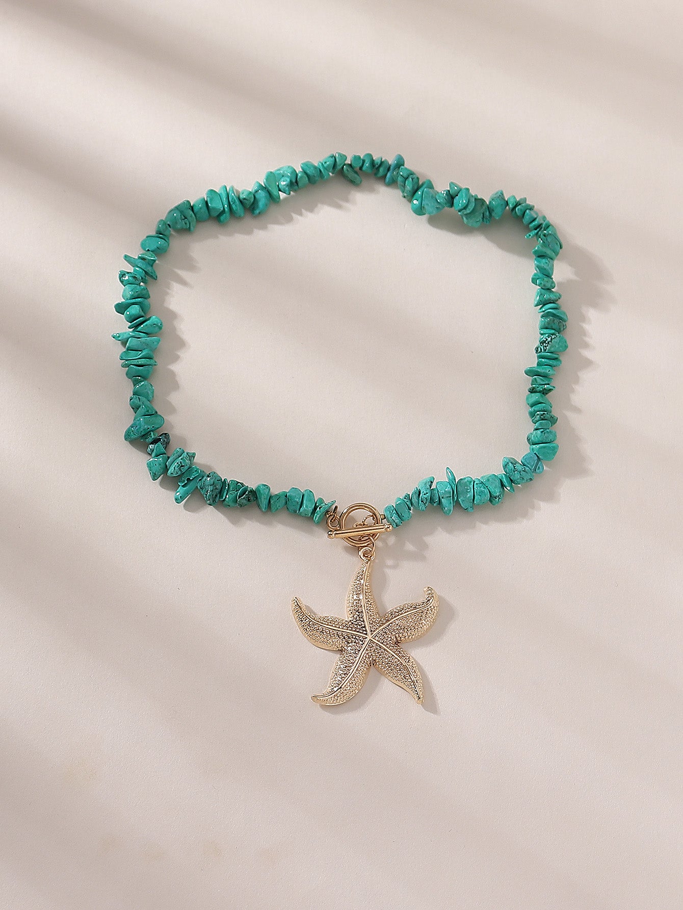 Marine Style Starfish Turquoise Beaded Chain Necklace