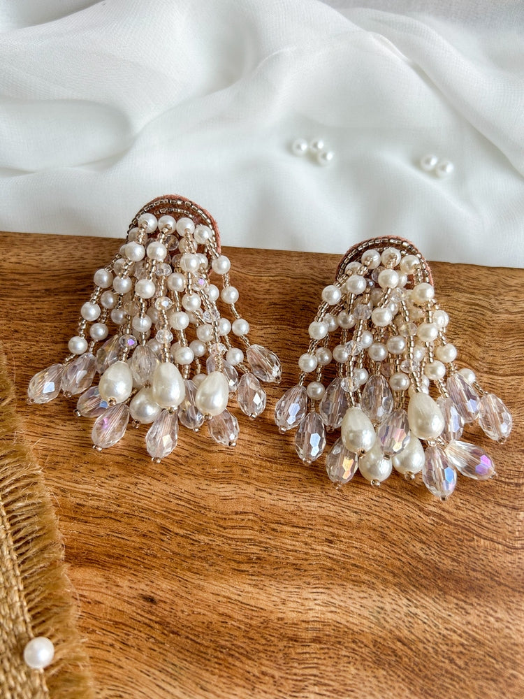 Rosalie Pearl Fall Handmade Beaded Earrings