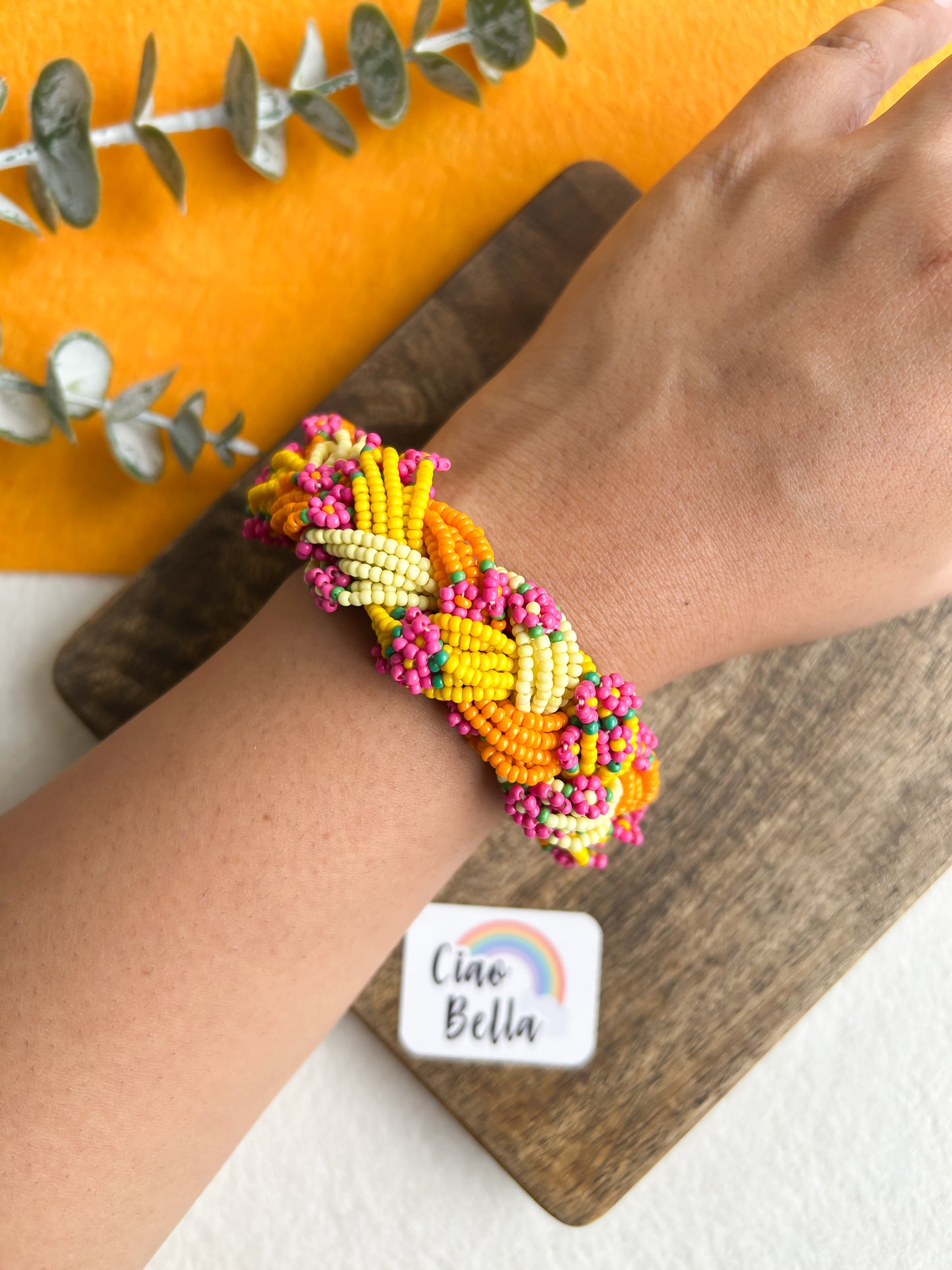 Luxe Flora Marigold Handmade Beaded Bracelet