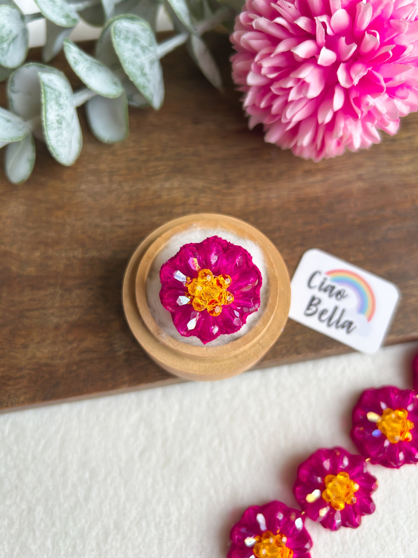 Daisy Dream Pink Handmade Beaded Flower Ring