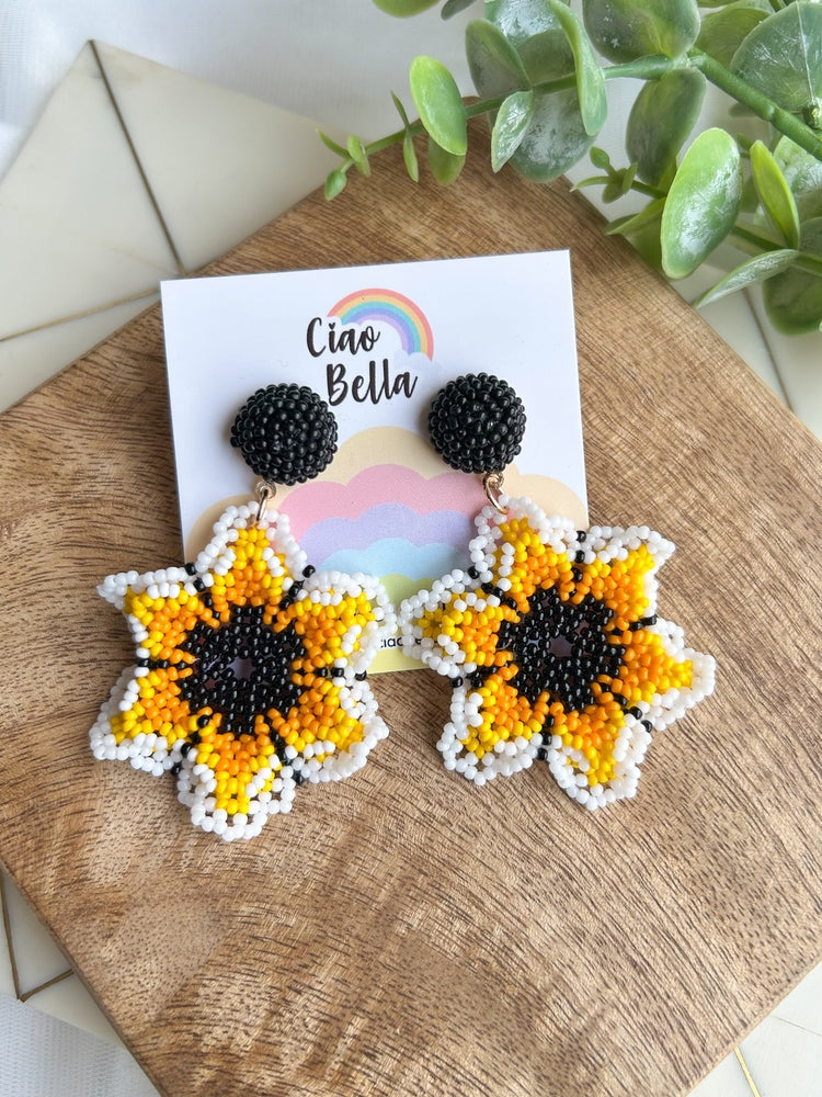 Sun-Kissed Flower Handmade Beaded Earrings