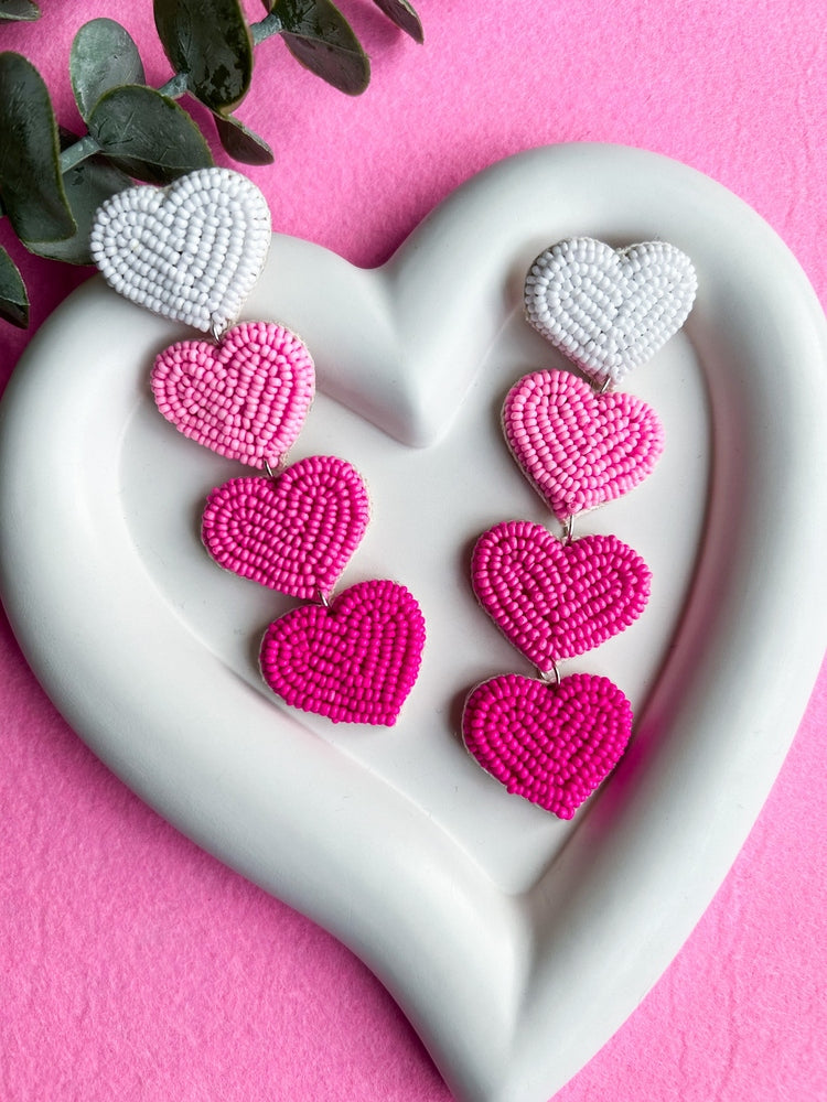 Blush Pink Love Drops Handmade Beaded Earrings