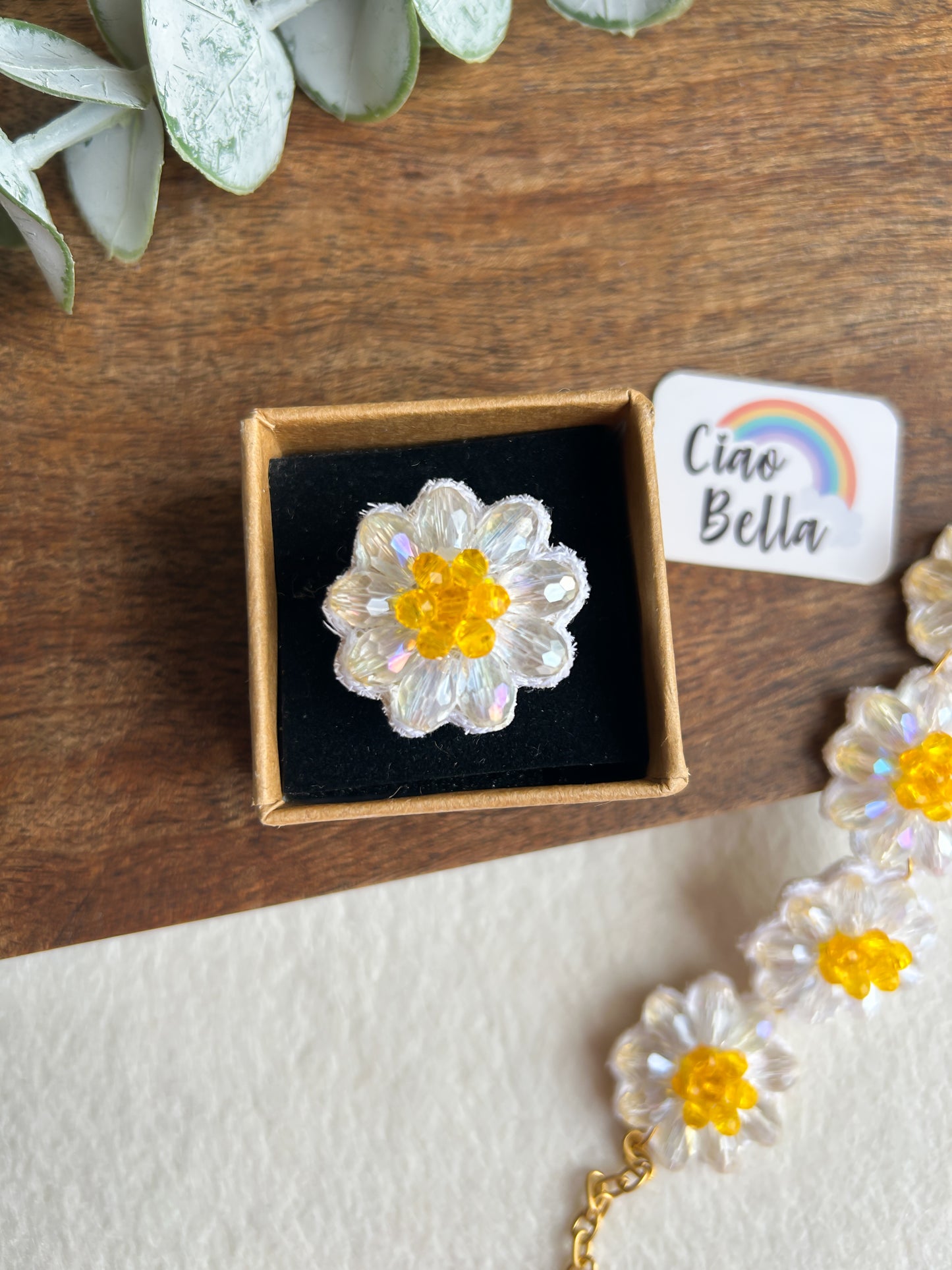 Daisy Dream Handmade Beaded Flower Ring
