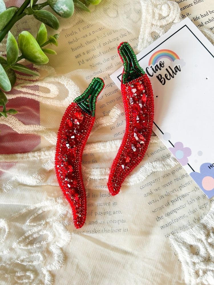 Chilli (Mirchi) Handmade Beaded Earrings